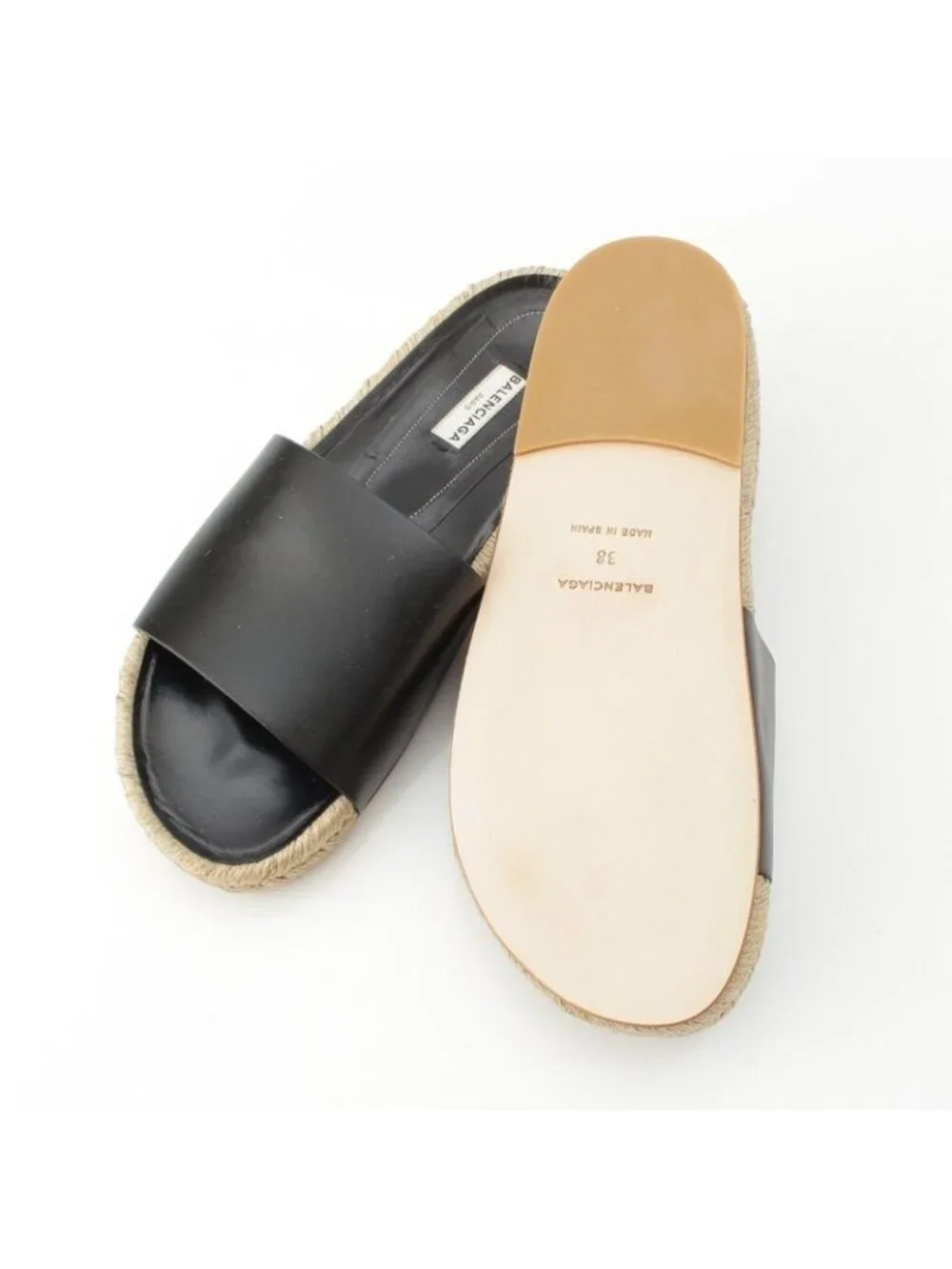 Balenciaga Leather Espadrille Sandals Black 38 - Picture 5 of 10